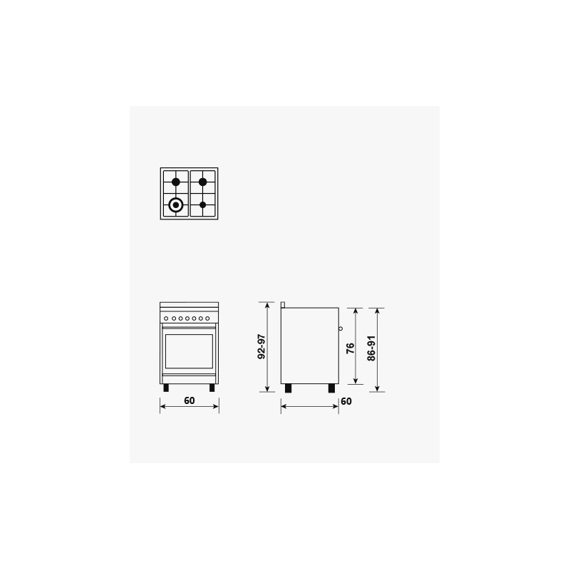 schema incasso della cucina Glem Gas ST664MBK