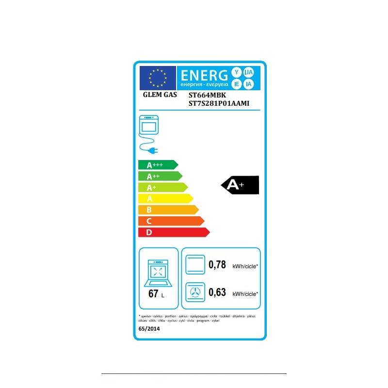 etichetta energetica della cucina Glem Gas ST664MBK