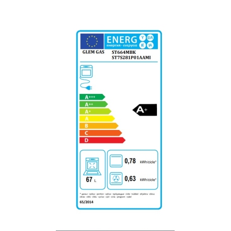 etichetta energetica della cucina Glem Gas ST664MBK etichetta energetica della cucina Glem Gas ST664MBK