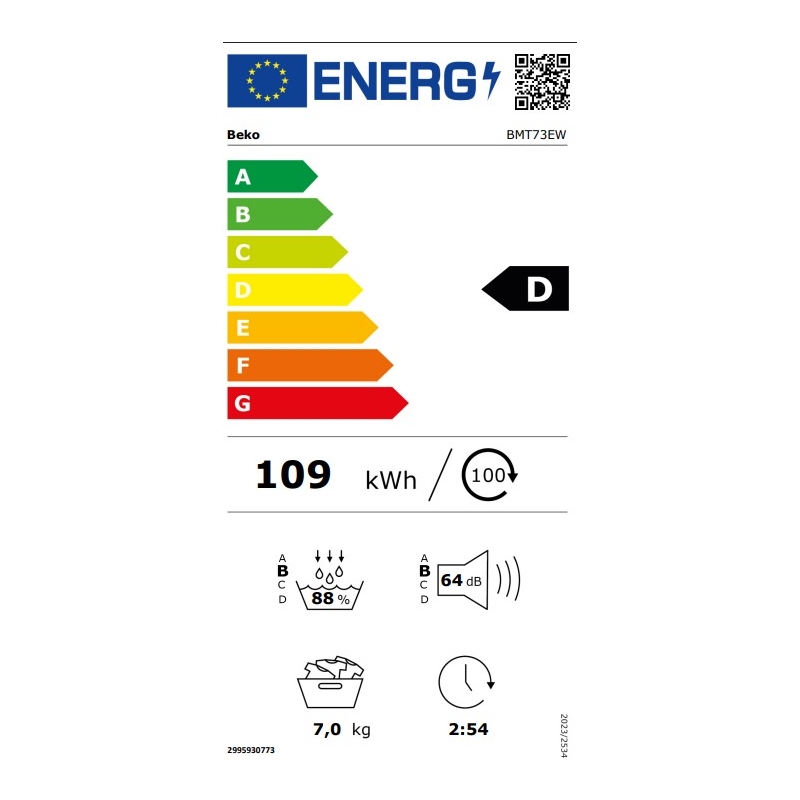 etichetta energetica dell'asciugatrice Beko BMT73EW