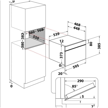 WHIRLPOOL WMD4I4MX Forno a Microonde da Incasso 31Lt, Grill, Acciaio Inox