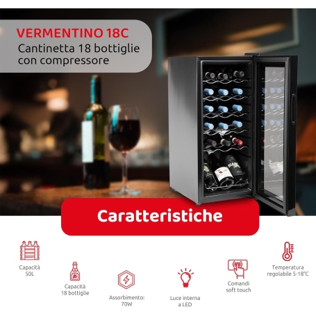 Melchioni Family VERMENTINO 18C Cantinetta Vino da 18 bottiglie, 1 zona di Temperatura - VERMENTINO18C