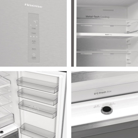 Hisense RB5P410SACC Frigorifero Combinato Libera Installazione, 413Lt, Total no Frost, Classe C, Inox