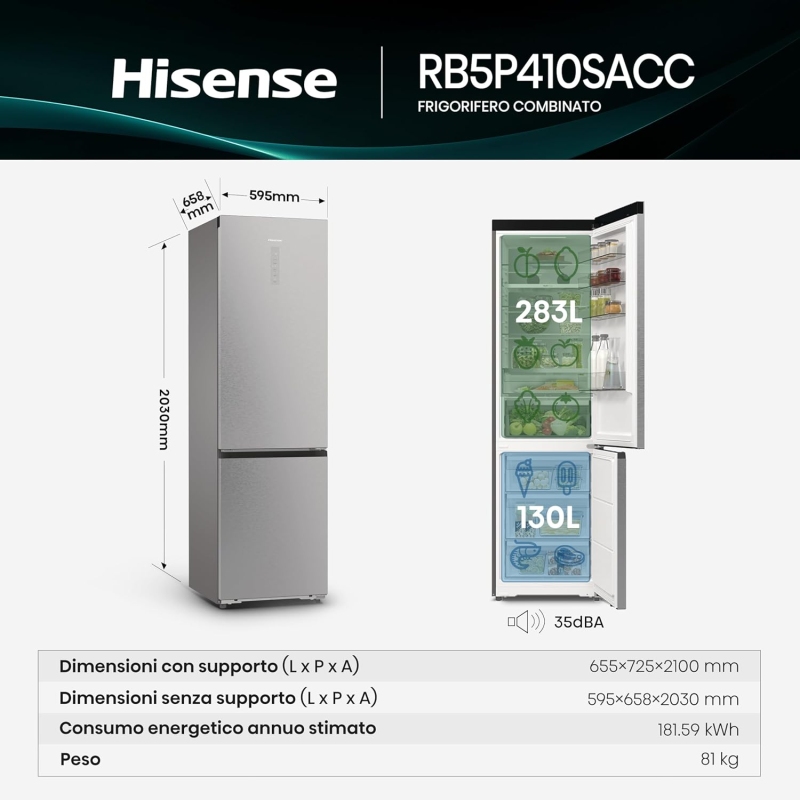 caratteristiche del frigo Hisense RB5P410SACC
