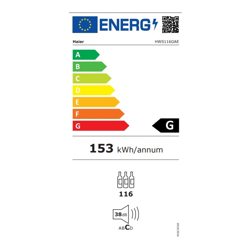 HAIER HWS116GAE CANTINETTA VINI 116 BOTTIGLIE...