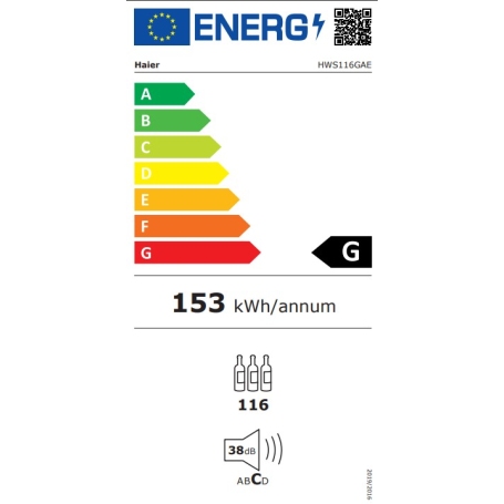 HAIER HWS116GAE CANTINETTA VINI 116 BOTTIGLIE CLASSE G COLORE NERO