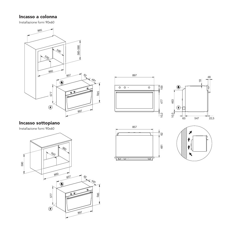 Glem Gas GFD997IX-S6 Forno da Incasso Elettrico...