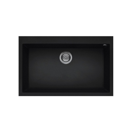 Elleci QUADRA 130 LKQ13086 Lavello Monovasca 79x50, Installazione Sopratop, in Keratek Plus Nero