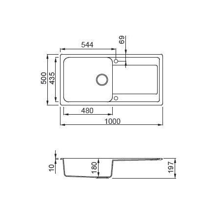 ELLECI LG248068 LAVELLO 100X50 1 VASCA CON GOCCIOLATOIO REVERSIBILE GRANITEK BIANCO