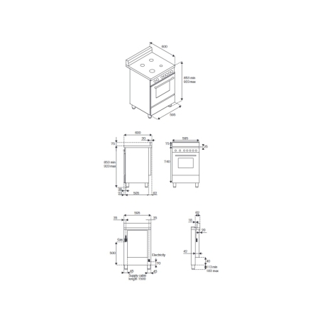LA GERMANIA AMN664GXV/24 CUCINA A GAS 60x60 4 FUOCHI FORNO A GAS COLORE INOX