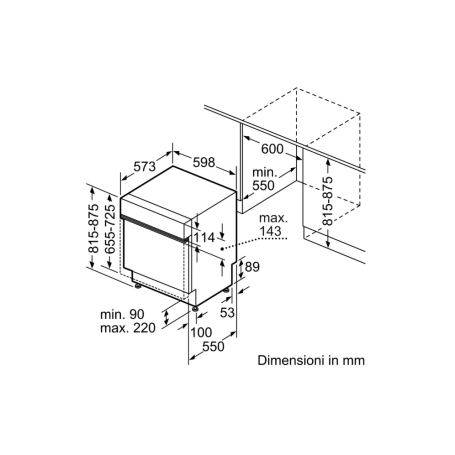 Bosch SMI2HTS06E Lavastoviglie da Incasso con Frontalino Inox, 13 Coperti, Wifi, Classe C