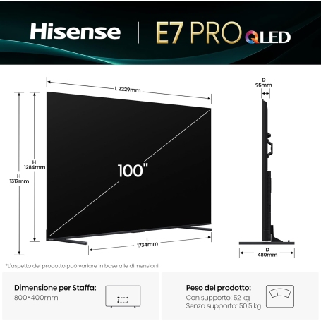 HISENSE 100E7QPRO TV QLED 100'' UHD 4K SMART TV