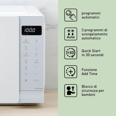Panasonic NN-K35NWMEPG Forno a Microonde 24Lt, Grill, Bianco