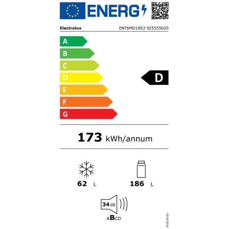 ELECTROLUX ENT6MD18S3 FRIGORIFERO COMBINATO DA INCASSO 248LT TOTAL NO FROST CLASSE D