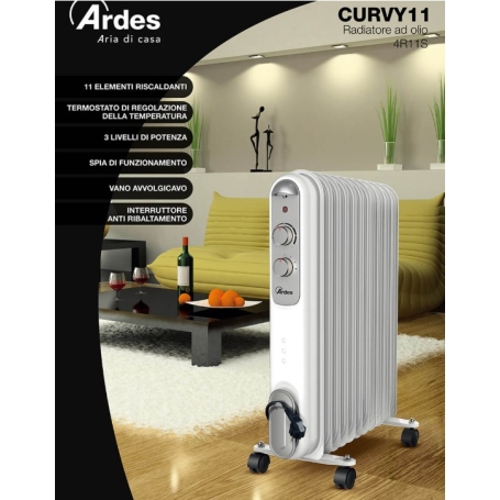 Ardes CURVY11 Radiatore ad olio 11 Elementi, 2500W