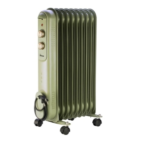 Ardes CURVY 9 RETRÒ Radiatore ad olio 9 Elementi, 2000W, Verde - AR4R09VIN