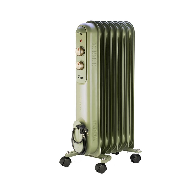 Ardes CURVY 7 RETRÒ Radiatore ad olio 7 Elementi, 1500W, Verde - AR4R07VIN