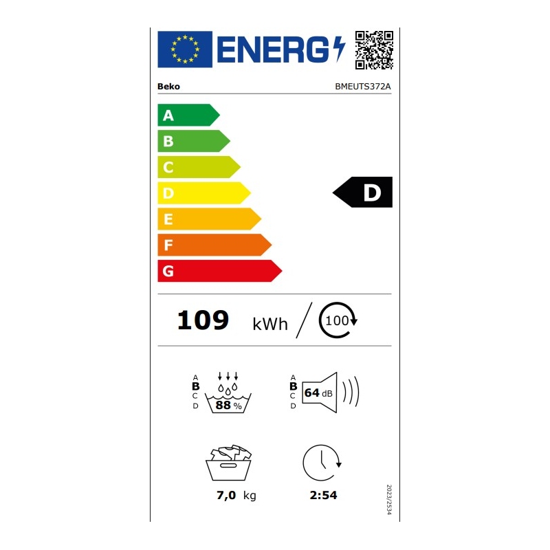 nuova etichetta energetica dell'asciugatrice Beko BMEUTS372A