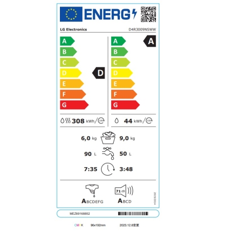 LG D4R3009NSWW LAVASCIUGA 9/6KG 1400 GIRI AI DD INVERTER VAPORE CLASSE A/D