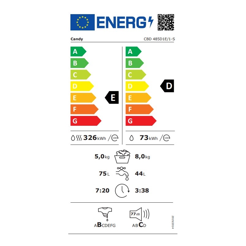 CANDY CBD485D1E/1-S LAVASCIUGA DA INCASSO 8/5...