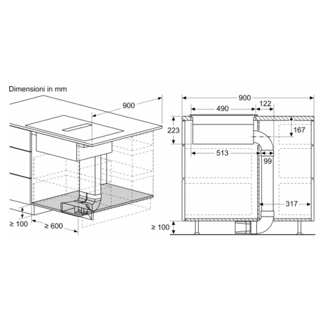 SIEMENS EH811BE15E IQ300 PIANO COTTURA AD INDUZIONE 80 CM CON CAPPA INTEGRATA 4 ZONE NERO