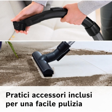 Bosch BGC05AAA2 Aspirapolvere a Traino Senza Sacco con Filtro Igienico PureAir, Design Compatto, Rosso