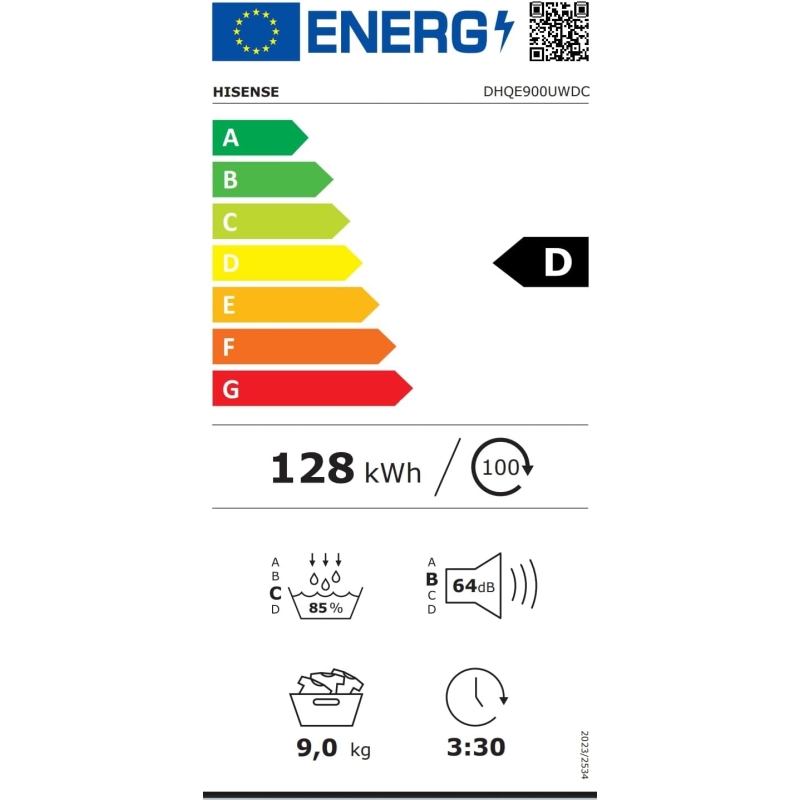 Hisense DHQE900UWDC Asciugatrice a Pompa di...