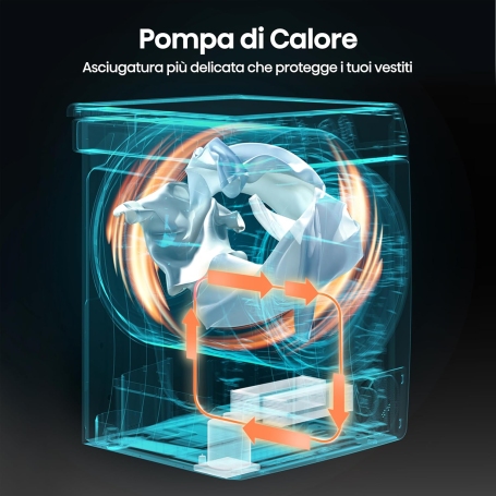 Hisense DHQE900UWDC Asciugatrice a Pompa di calore, 9 Kg, 15 programmi, Classe D