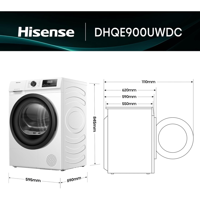 Hisense DHQE900UWDC Asciugatrice a Pompa di...