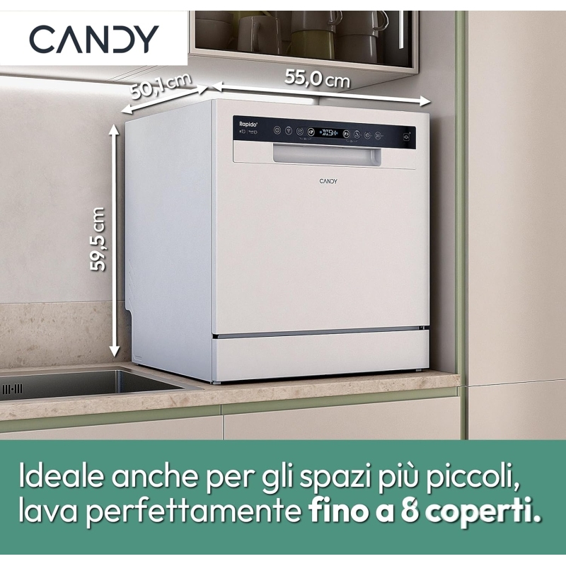 Candy Rapido' CP 8F9FFW Lavastoviglie Compatta,...