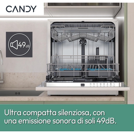 Candy Rapido' CP 8F9FFW Lavastoviglie Compatta, 8 Coperti, 8 Programmi, Wifi, Bianca, Classe F