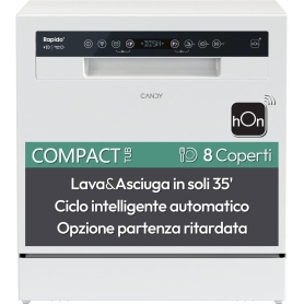 Candy Rapido' CP 8F9FFW Lavastoviglie Compatta, 8 Coperti, 8 Programmi, Wifi, Bianca, Classe F