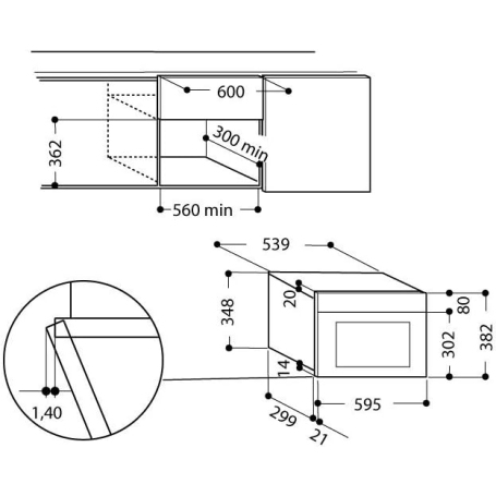 HOTPOINT ARISTON MN 312 IX HA FORNO A MICROONDE COMBINATO DA INCASSO 22LT