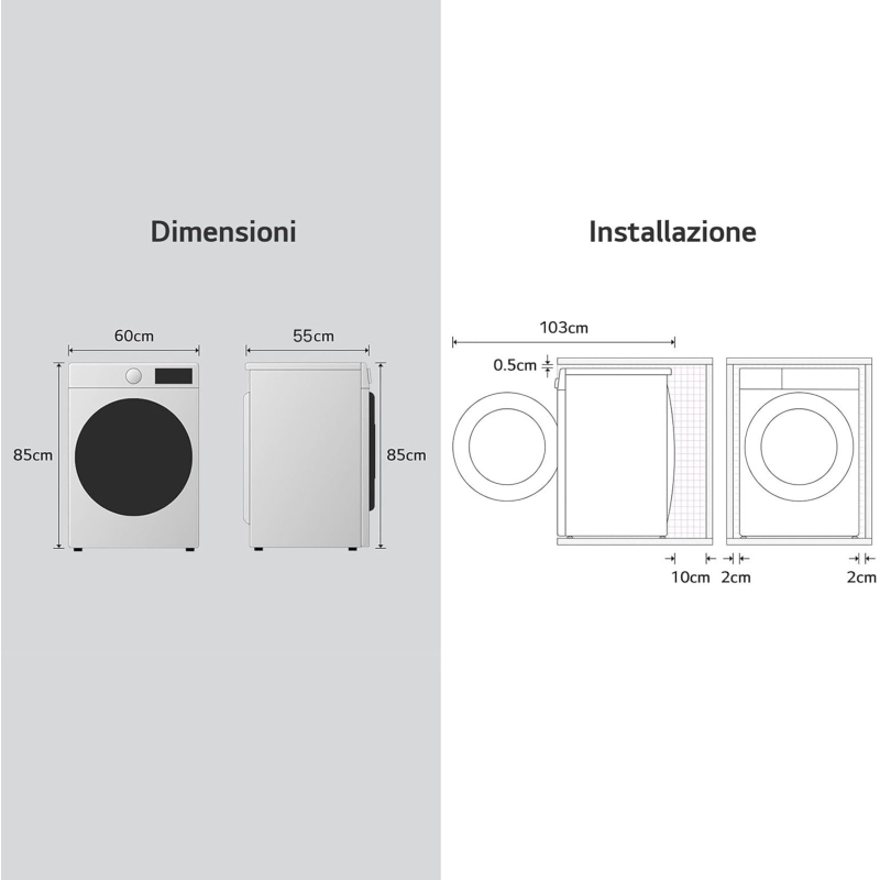 Lg W4NX1095NWB Lavasciuga 9/5 Kg Serie X1 1400...