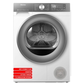 Hisense DH3S902BWCCA Asciugatrice a Pompa Di Calore, 9Kg,...