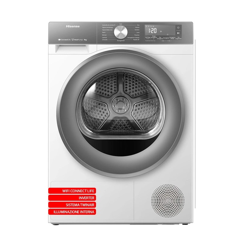 Hisense DH3S902BWCCA Asciugatrice a Pompa Di...