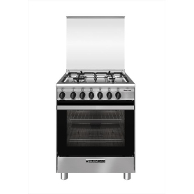 Glem Gas SA664MI6 Cucina a Gas 60x60Cm 4 Fuochi, Forno Elettrico, Colore Inox