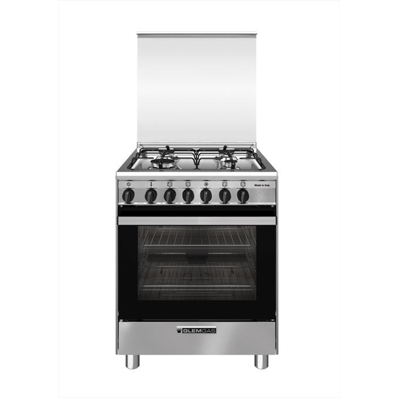 Glem Gas SA664MI6 Cucina a Gas 60x60Cm 4 Fuochi, Forno Elettrico, Colore Inox