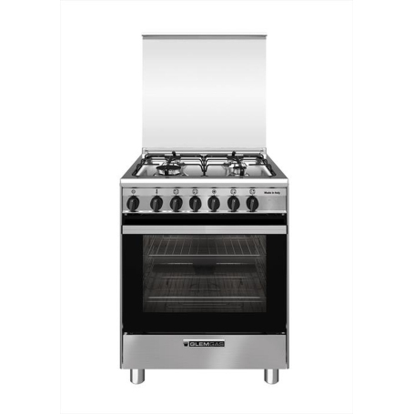 Glem Gas SA664MI6 Cucina a Gas 60x60Cm 4 Fuochi, Forno Elettrico, Colore Inox
