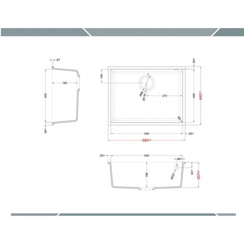 ELLECI QUADRA 110 LKQ11096BSO LAVELLO MONOVASCA...