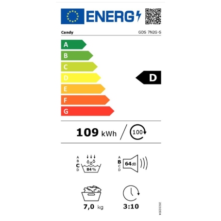CANDY GDS 7N2G-S ASCIUGATRICE SLIM 7KG POMPA DI CALORE INVERTER CLASSE D - GDS7N2GS