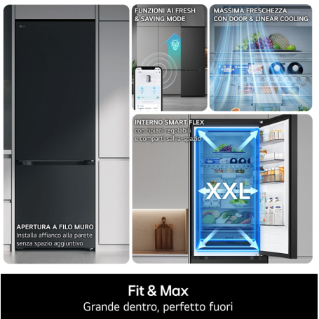 LG GBBS727CMB FRIGORIFERO COMBINATO LIBERA INSTALLAZIONE 375LT NO FROST WIFI CLASSE C ARGENTO