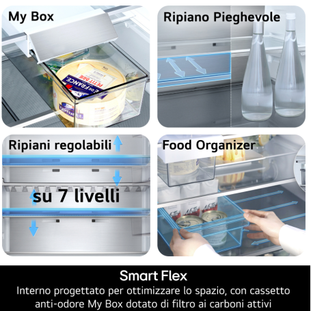 LG GBBS727CMB FRIGORIFERO COMBINATO LIBERA INSTALLAZIONE 375LT NO FROST WIFI CLASSE C ARGENTO