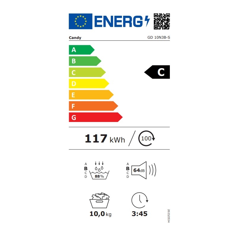 CANDY GD 10N3B-S ASCIUGATRICE 10KG POMPA DI...