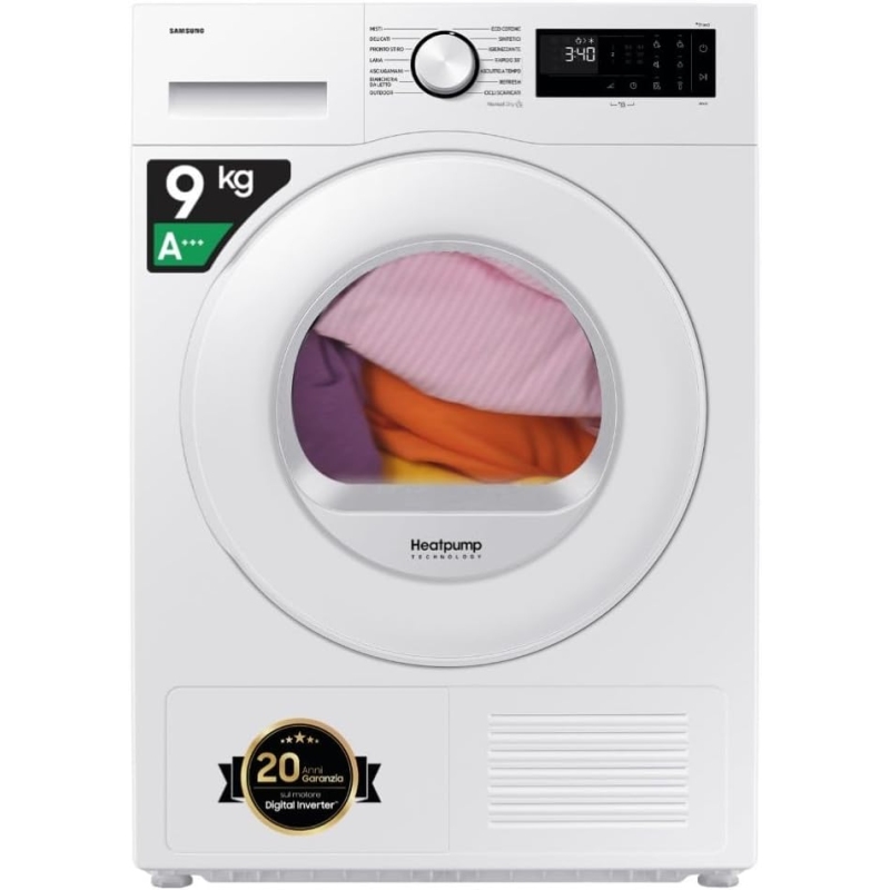 Samsung DV90DG52A0TEET Asciugatrice 9Kg, Poma...