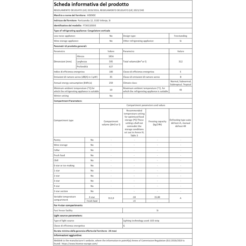 LG FT3K310SEIE CONGELATORE VERTICALE 312 LT...