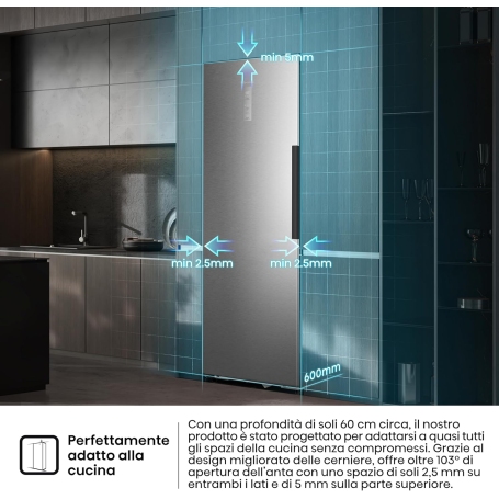 HISENSE FT3K310SEIE CONGELATORE VERTICALE 312 LT TOTAL NO FROST INOX CLASSE E