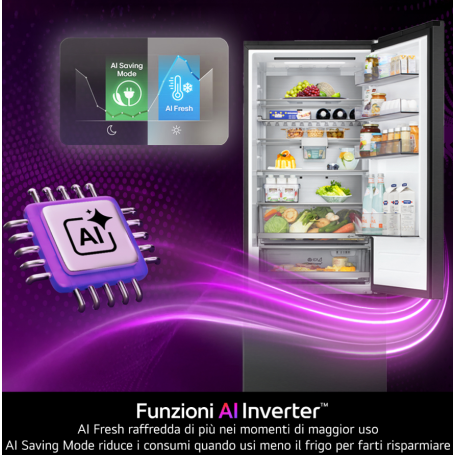 LG GBBS726AEV FRIGORIFERO COMBINATO LIBERA INSTALLAZIONE 375LT NO FROST WIFI CLASSE A NERO