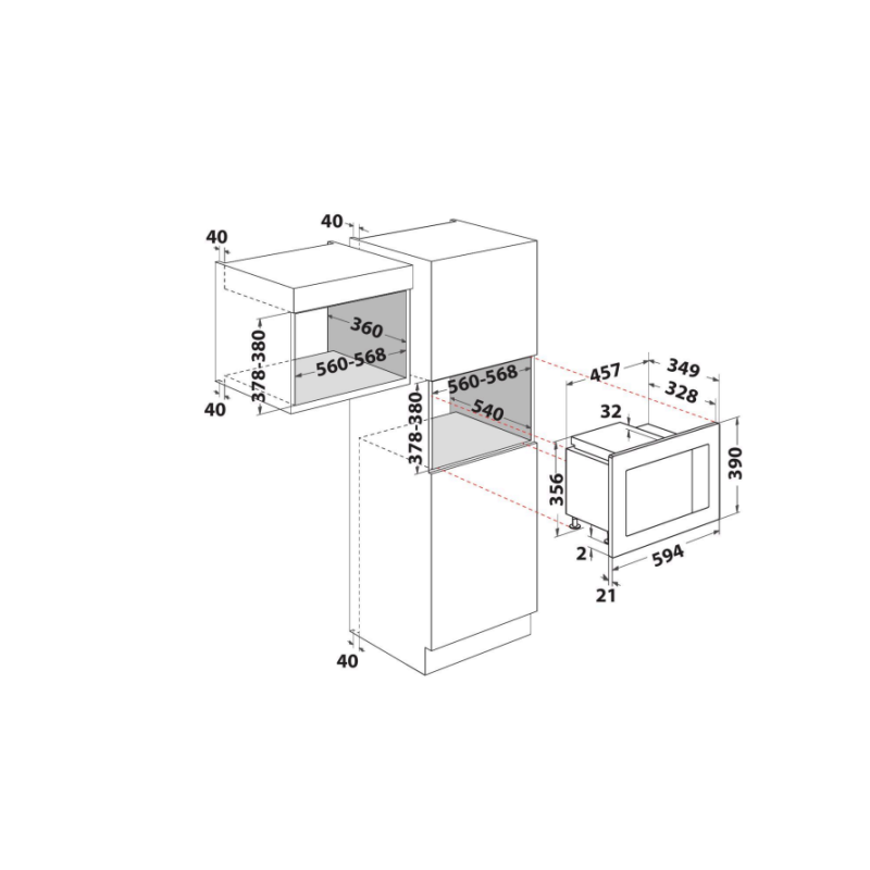 INDESIT MWI 120 GX.1 MICROONDE DA INCASSO 20LT...