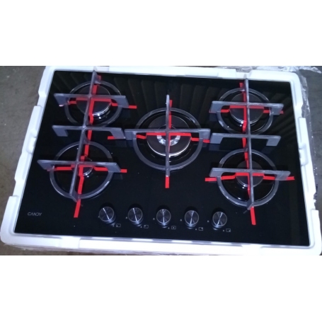 OUTLET CANDY CVG74WTB PIANO COTTURA DA INCASSO 75 CM 5 FUOCHI A GAS COLORE NERO - CON GRAFFI